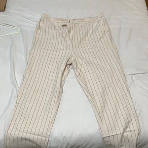Cream ‘cigarette’ dress pants with grey pinstripes